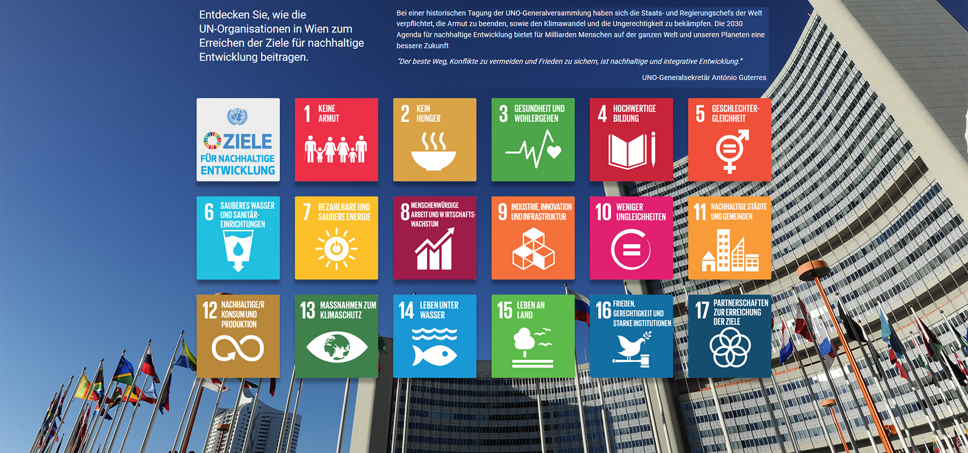 Entdecken Sie, wie die UN-Organisationen in Wien zum Erreichen der Ziele für nachhaltige Entwicklung beitragen.